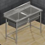   S/S Double Bowl Sink W/. Open Front Bar.